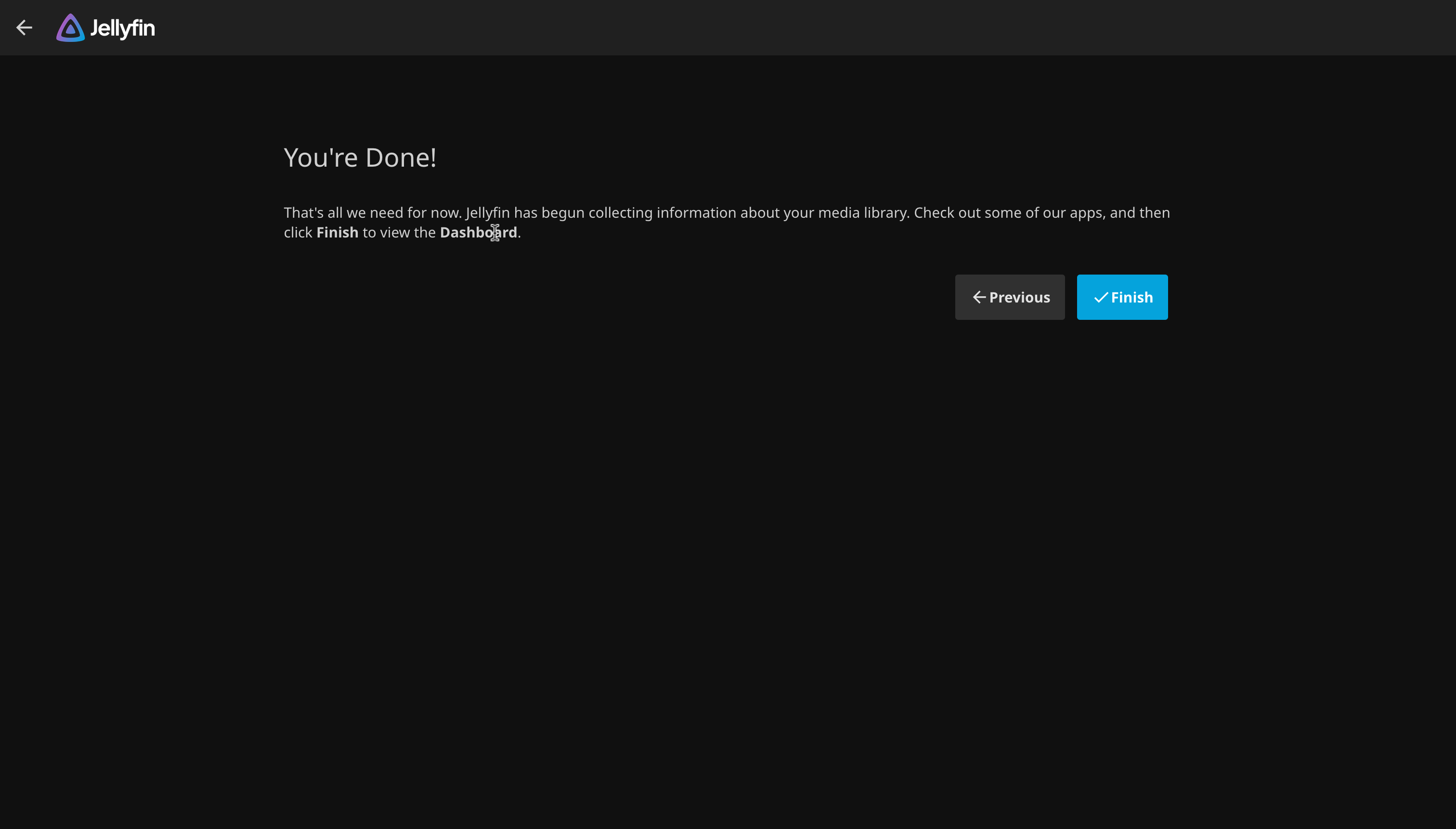 Setup Wizard Completion Page